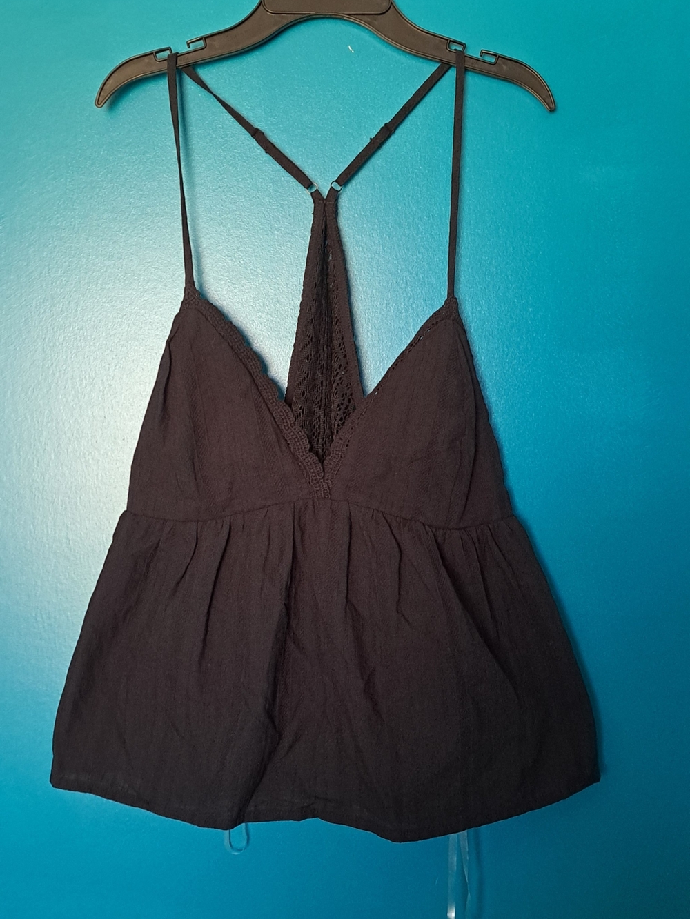 No Boundaries Black Lace-Back Spaghetti Strap Cami